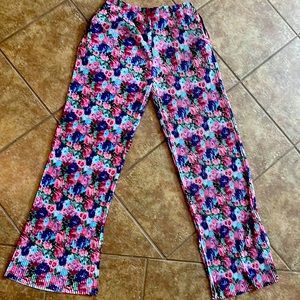 Flower satin pants